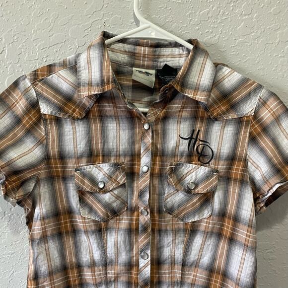 Harley Davidson Plaid Embroidered Women's Shirt Size XS - Picture 2 of 5